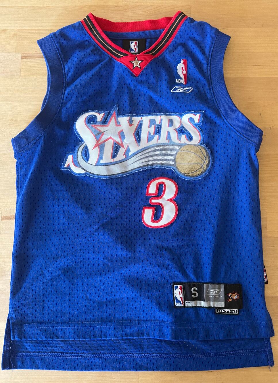 Reebok Philly 76ers Allen Iverson #3 Alt Swingman Jersey Youth Size S Length +2